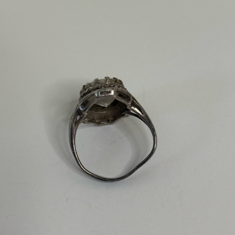 S925 Sterling Silver Vintage Oval Clear Quartz Color Statement Ring Size 5.5 - Picture 3 of 5
